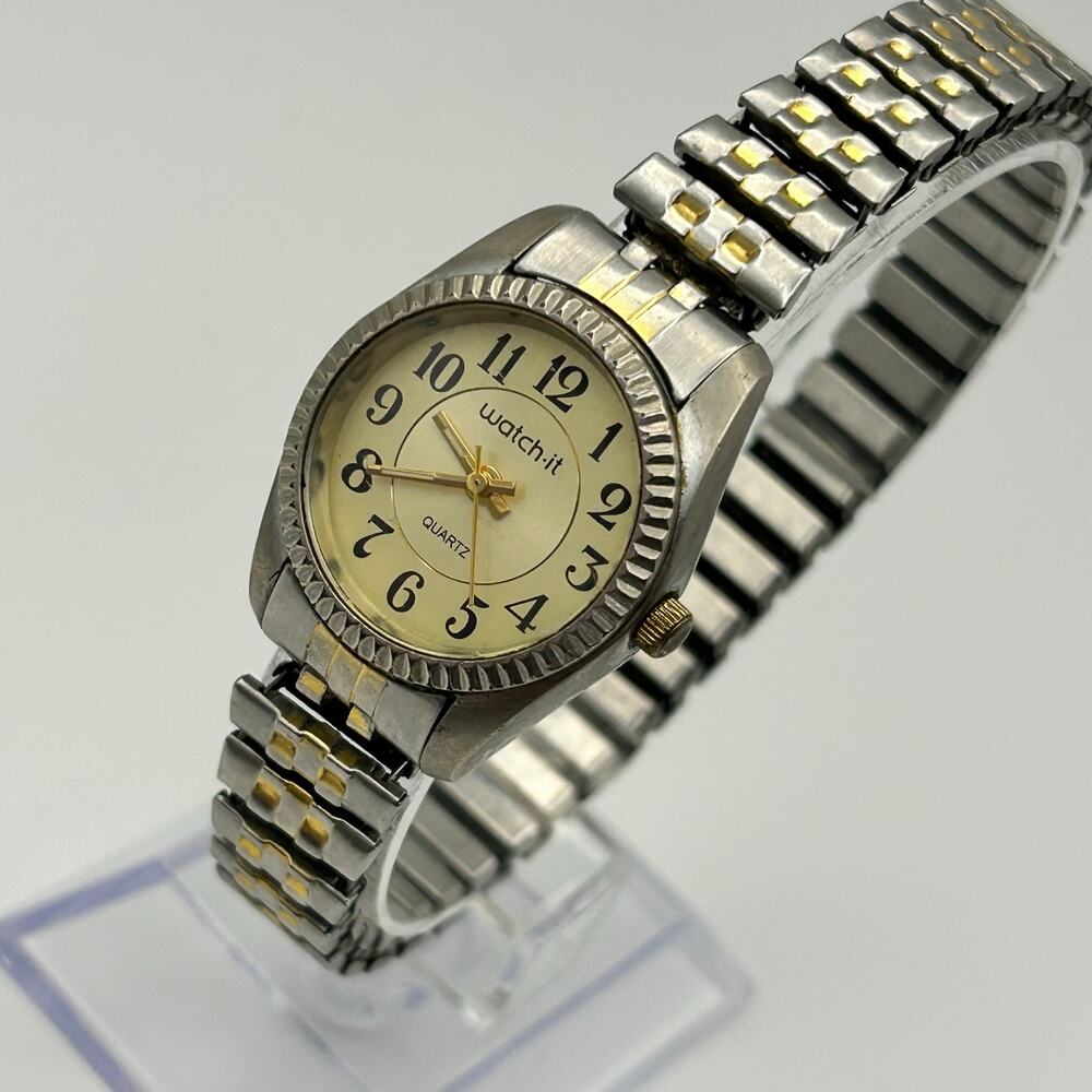 Watch-it Two-tone Stainless Steel Expansion Band Women’s Watch New Battery